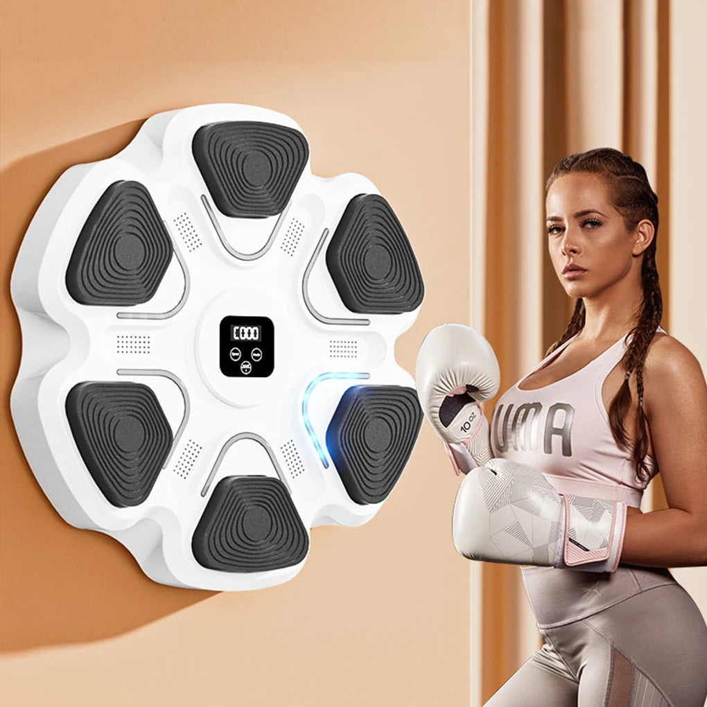 Smart Wall-Mounted Electronic Boxing Trainer with Music and Gloves for Home Workouts